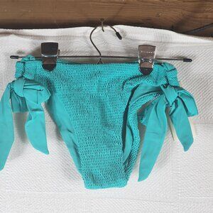 Tori Praver Swimwear Turquoise Tie Sides Lined Nylon Span Bikini Bottom Size M